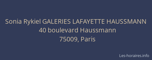 Sonia Rykiel GALERIES LAFAYETTE HAUSSMANN