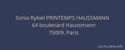 Sonia Rykiel PRINTEMPS HAUSSMANN