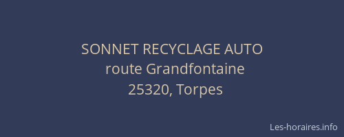 SONNET RECYCLAGE AUTO