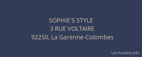 SOPHIE'S STYLE