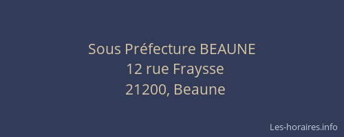 Sous Préfecture BEAUNE