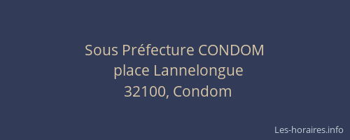Sous Pr&eacute;fecture CONDOM