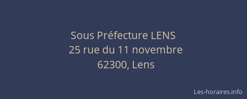 Sous Pr&eacute;fecture LENS