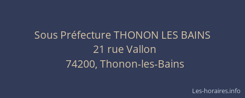 Sous Pr&eacute;fecture THONON LES BAINS