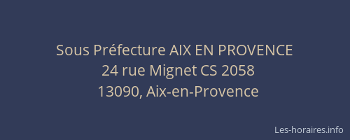 Sous Préfecture AIX EN PROVENCE