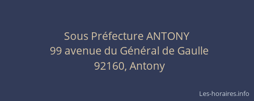 Sous Préfecture ANTONY