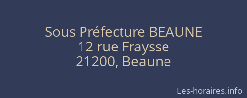 Sous Préfecture BEAUNE
