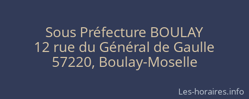 Sous Préfecture BOULAY