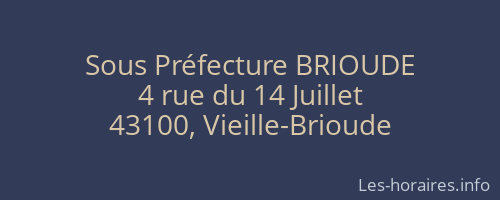 Sous Préfecture BRIOUDE