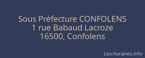Sous Préfecture CONFOLENS