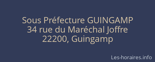 Sous Préfecture GUINGAMP