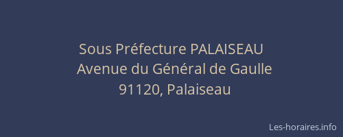 Sous Préfecture PALAISEAU