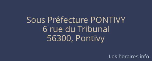 Sous Préfecture PONTIVY