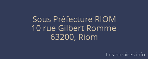 Sous Préfecture RIOM