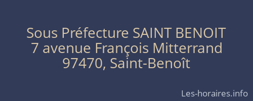 Sous Préfecture SAINT BENOIT