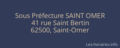 Sous Préfecture SAINT OMER