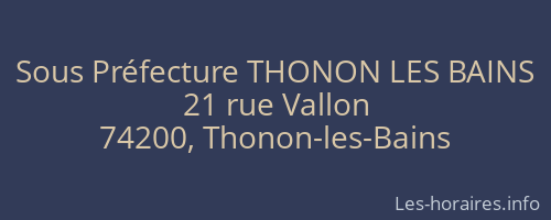 Sous Préfecture THONON LES BAINS