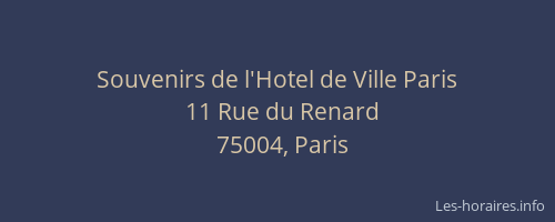 Souvenirs de l'Hotel de Ville Paris