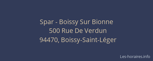 Spar - Boissy Sur Bionne
