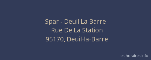 Spar - Deuil La Barre