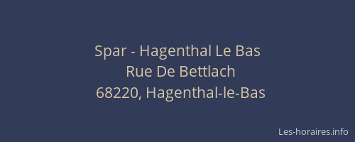 Spar - Hagenthal Le Bas