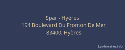 Spar - Hyères