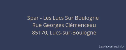 Spar - Les Lucs Sur Boulogne