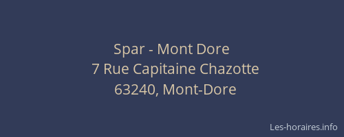 Spar - Mont Dore