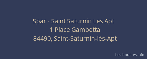 Spar - Saint Saturnin Les Apt
