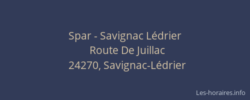 Spar - Savignac L&eacute;drier
