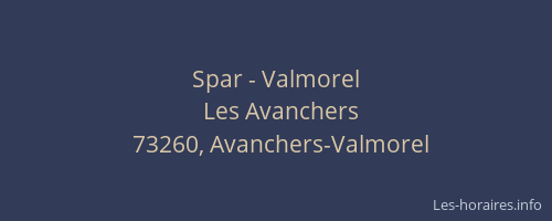 Spar - Valmorel