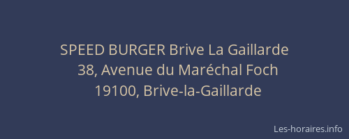 SPEED BURGER Brive La Gaillarde