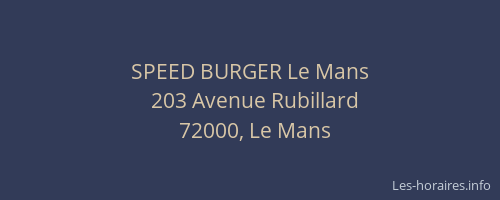 SPEED BURGER Le Mans