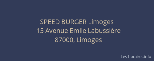 SPEED BURGER Limoges