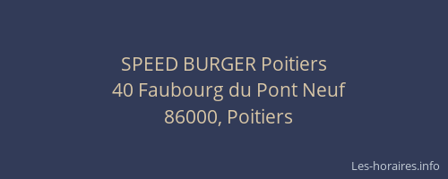 SPEED BURGER Poitiers