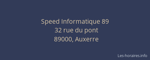 Speed Informatique 89