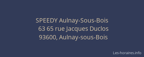 SPEEDY Aulnay-Sous-Bois