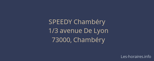 SPEEDY Chambéry