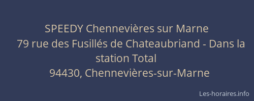SPEEDY Chennevi&egrave;res sur Marne