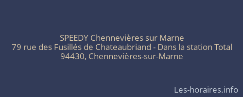 SPEEDY Chennevières sur Marne