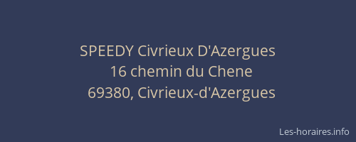 SPEEDY Civrieux D'Azergues
