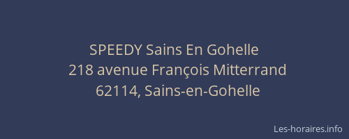 SPEEDY Sains En Gohelle