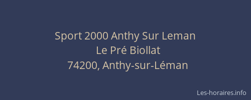 Sport 2000 Anthy Sur Leman