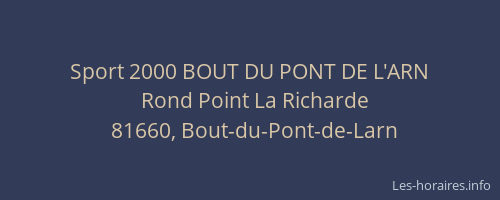 Sport 2000 BOUT DU PONT DE L'ARN