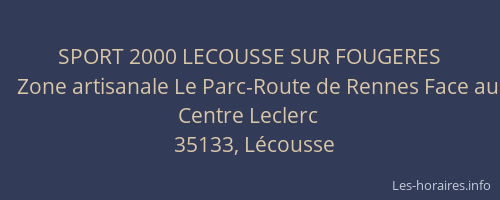 SPORT 2000 LECOUSSE SUR FOUGERES