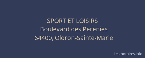 SPORT ET LOISIRS