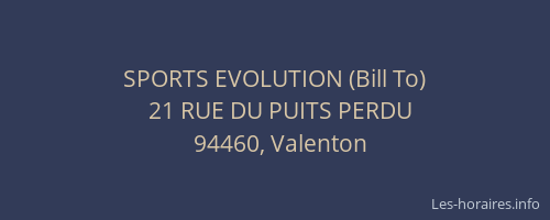 SPORTS EVOLUTION (Bill To)