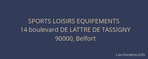SPORTS LOISIRS EQUIPEMENTS