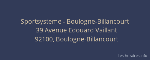Sportsysteme - Boulogne-Billancourt