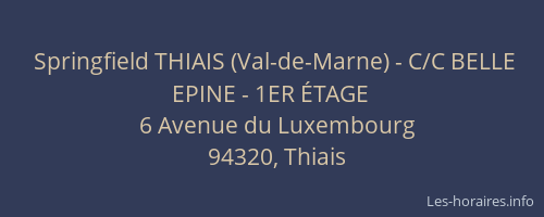 Springfield THIAIS (Val-de-Marne) - C/C BELLE EPINE - 1ER ÉTAGE